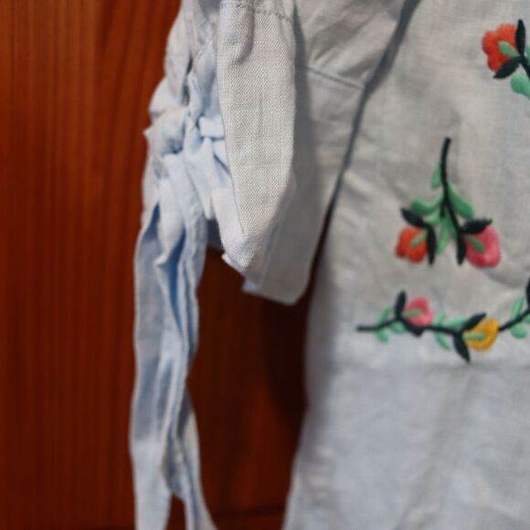 Philosophy Blue Chambray Off-Shoulder Embroidered Floral Dress Medium - Picture 4 of 14